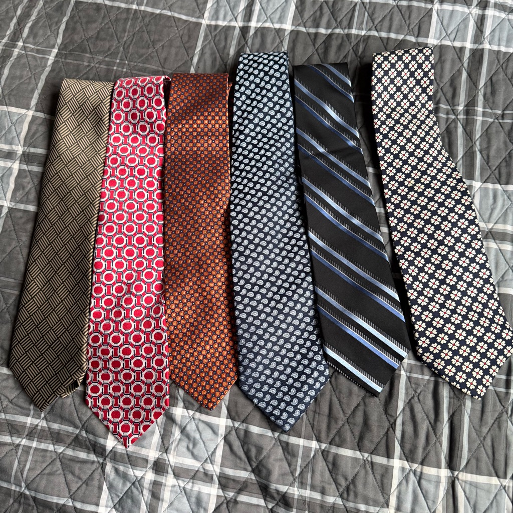 Silk Men's Tie Set - Assorted Colors And Patterns (6) Euc